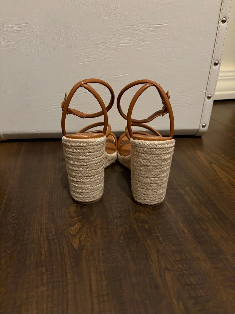MNG Tan Wedge Sandals w/ ankle strap Sz 37